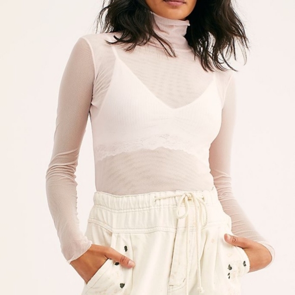 Free People Tops - 🆕 Free People Double Layer Mesh Turtleneck NWT